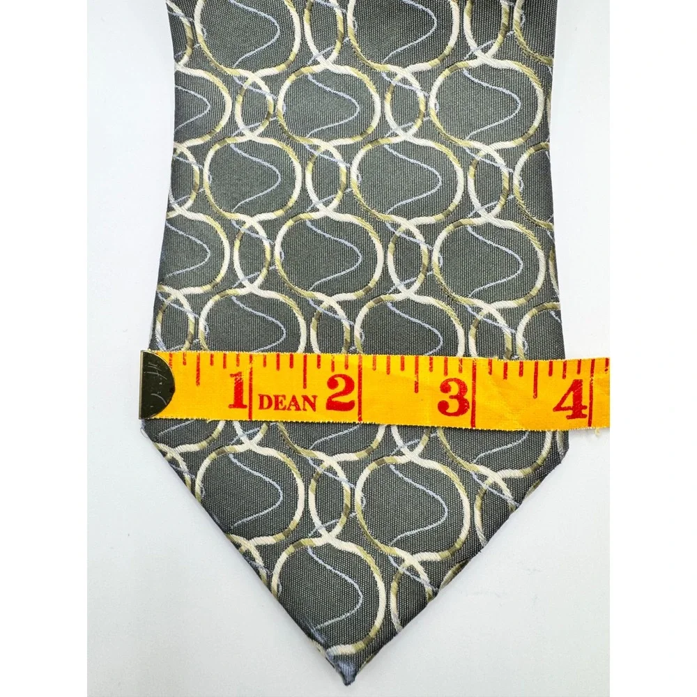 Alfani Men's Necktie Gray Abstract Circles‎ 100% Silk Business Career